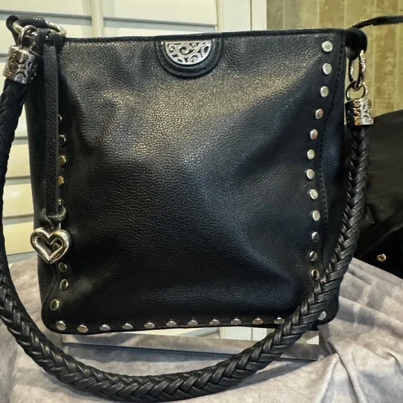Brighton Pretty Tough Royce Black Leather‎ Studded Women's Bag